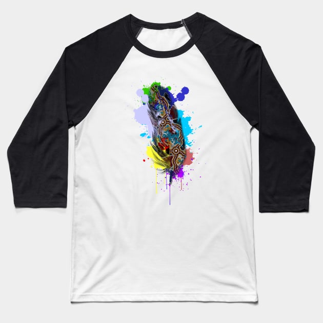 Aboriginal Art - Feather Walking The Land Baseball T-Shirt by hogartharts